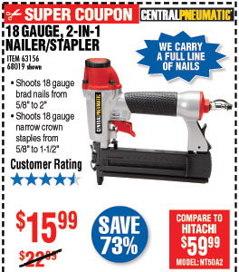 18 Gauge 2-in-1 Air Nailer/Stapler