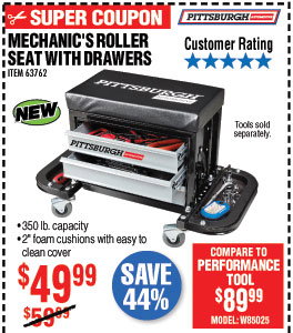 Mechanic's Roller Seat with Drawers