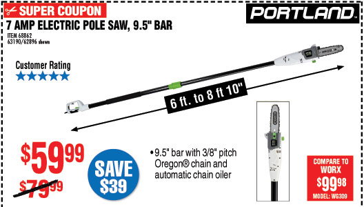 9.5 In. 7 Amp Electric Pole Saw
