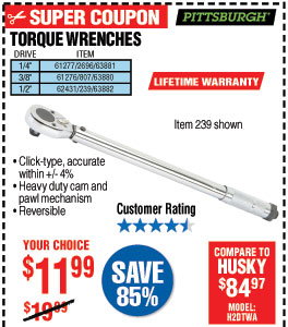 1/2 in. Drive Click Type Torque Wrench