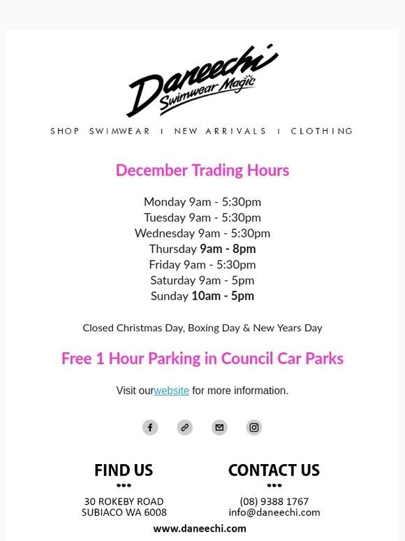 Christmas Trading Hours & Free Parking