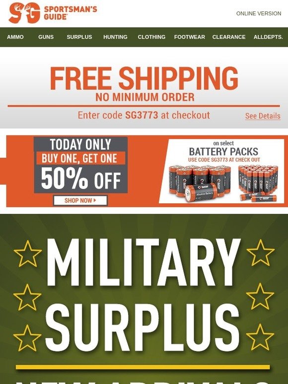 The Sportsman's Guide: Military Surplus New Arrivals & Free Shipping ...