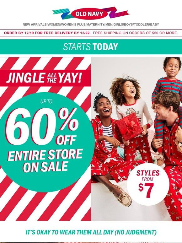 Old Navy ☺ OFFICIAL NOTICE Jingle Jammies (from 7)! Milled