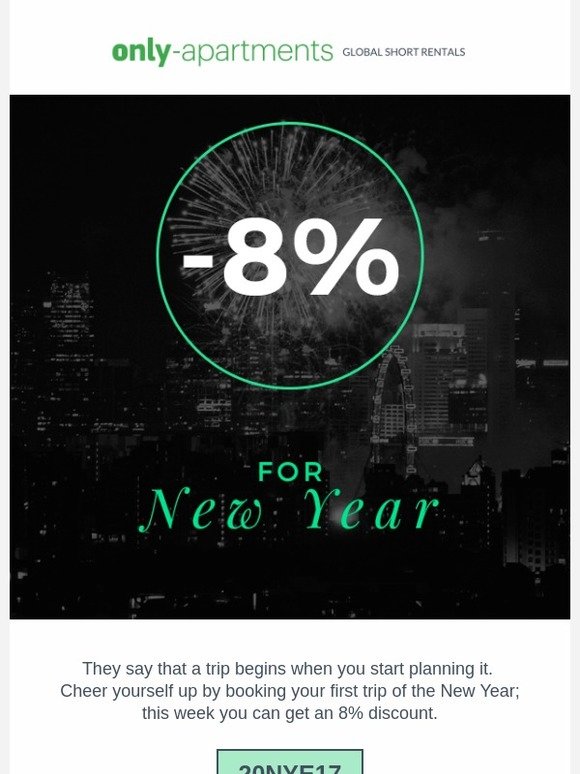 Reserve your New Year’s Eve and get an 8% discount