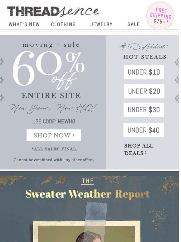 Sweaters and Jackets: This Season's Must Haves! +60% OFF SITEWIDE!