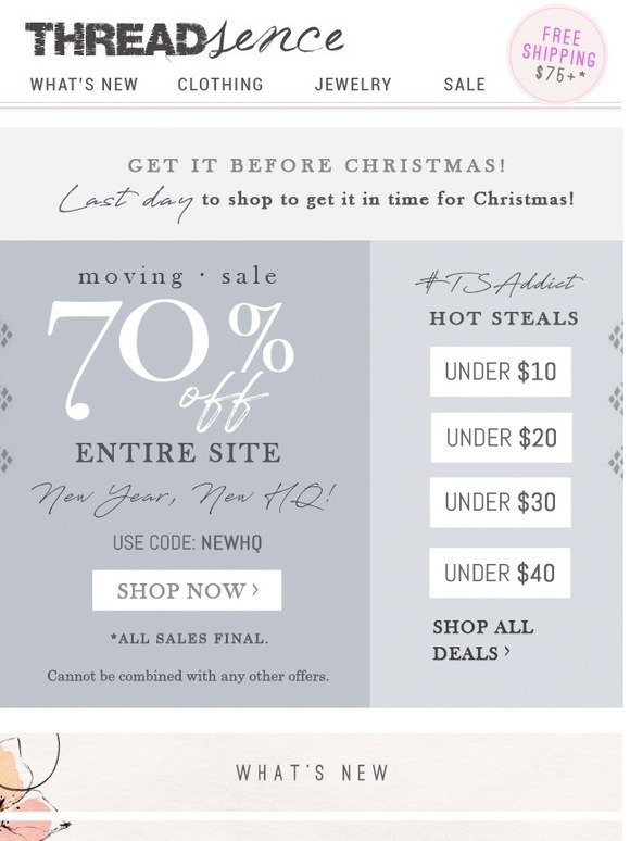 Now 70% Off Sitewide! HURRY! Last Day To Buy Before CHRISTMAS!