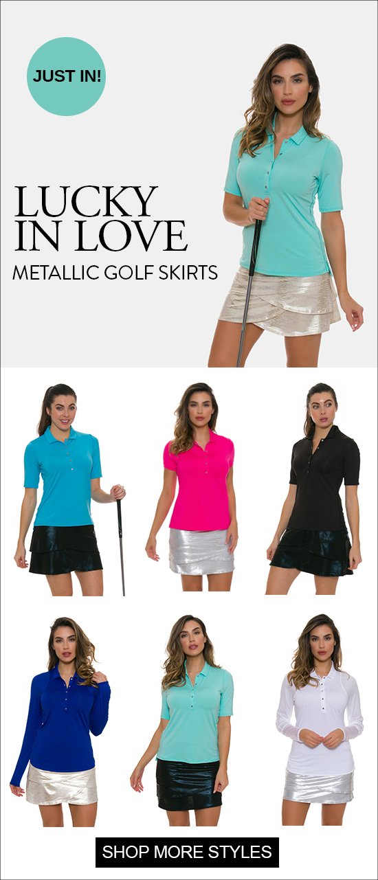 Pinks And Greens Sparkle In New Lucky In Love Metallic Golf Skorts Milled