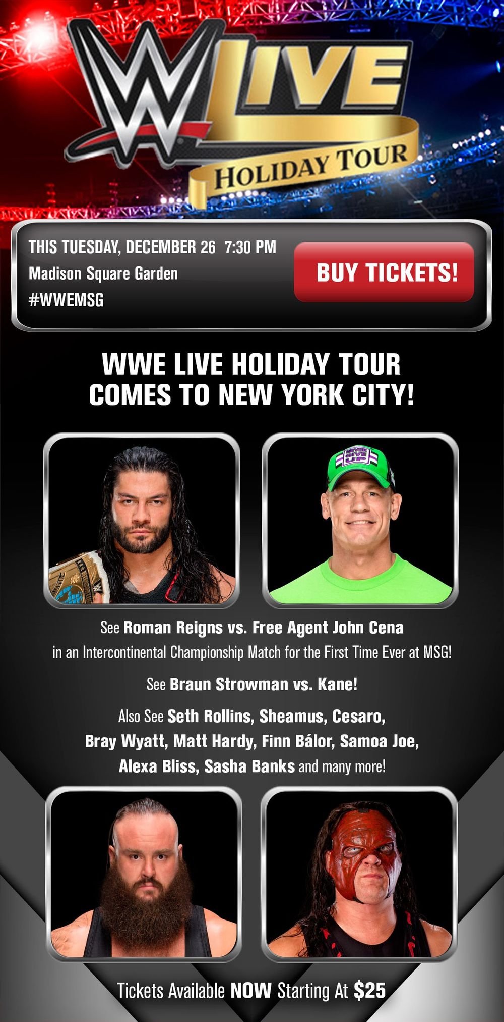 WWE Shop NEW YORK CITY! This Tuesday, WWE Live Holiday Tour comes to