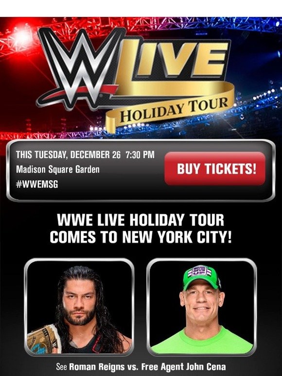 WWE Shop NEW YORK CITY! This Tuesday, WWE Live Holiday Tour comes to