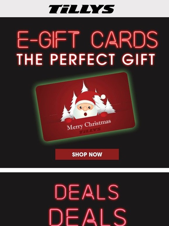 Tilly s E Gift Cards DEALS DEALS DEALS Milled