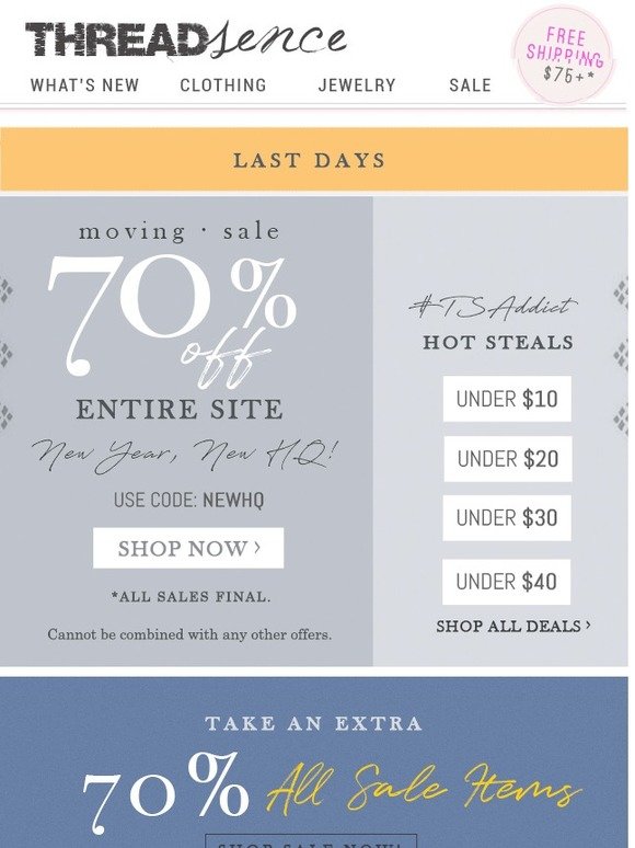 70% off Sitewide ENDS TONIGHT!
