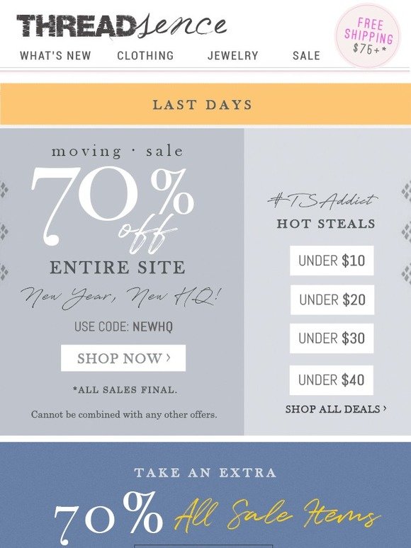 Only HOURS Left for 70% Off EVERYTHING!