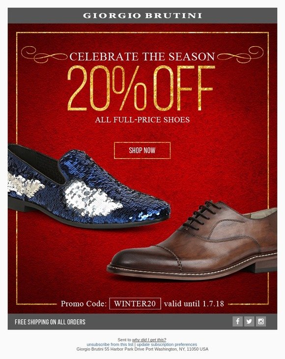 20% Off All Full-Price Shoes – Celebrate The Season 🎁