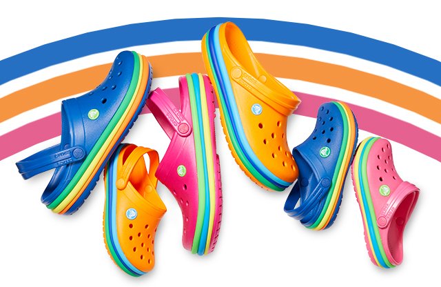 crocs rainbow band clog