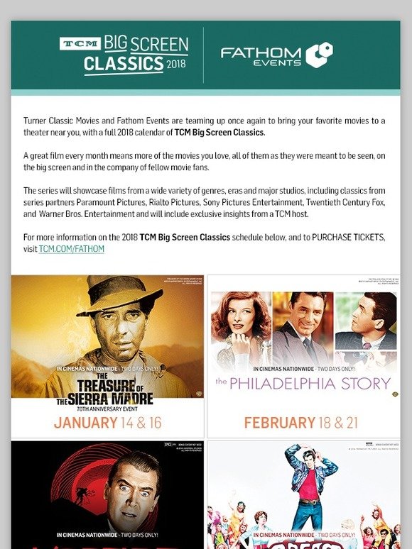 Turner classic movies tcm big screen classics announcing our 2018 