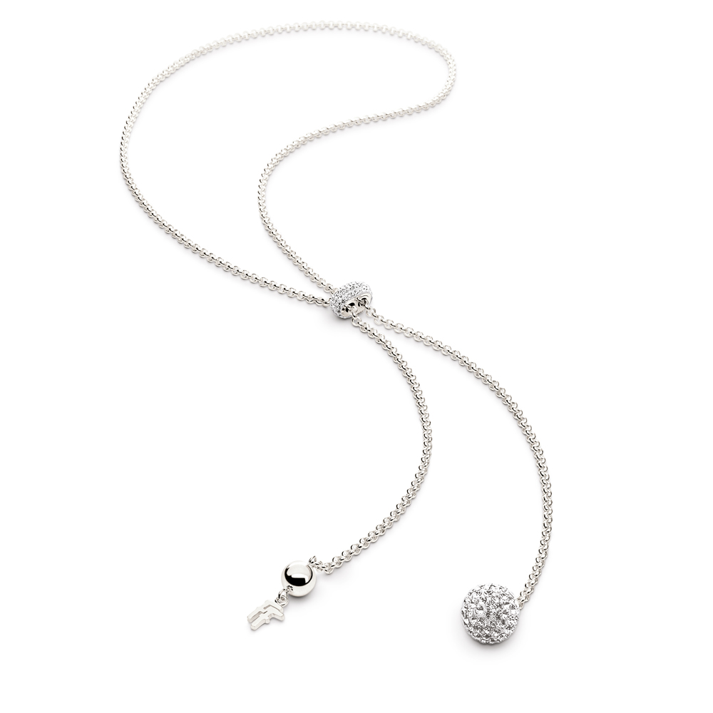 folli follie fashionably silver sparkle ball necklace