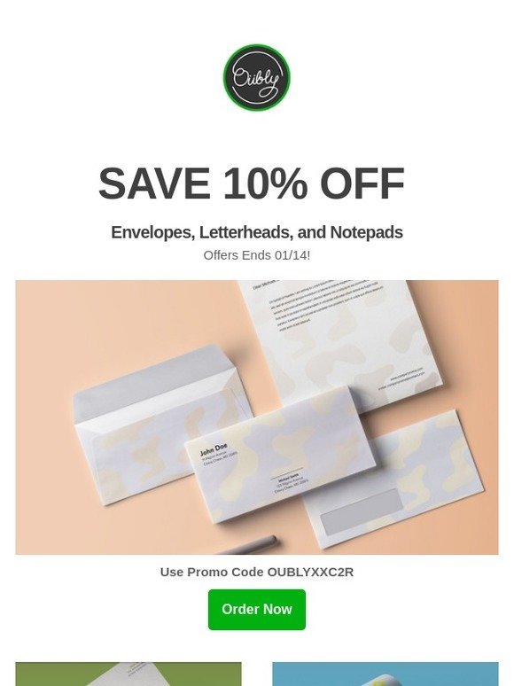 Save 10% Off Envelopes, Letterheads, and Notepads!