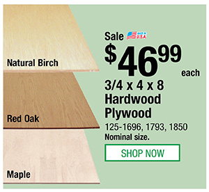 3/4 x 4 x 8 Hardwood Plywood