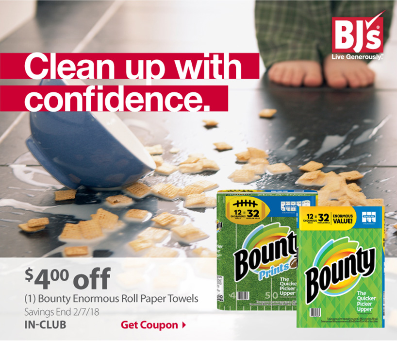 BJs Wholesale Club Save 4 on Bounty paper towels Milled