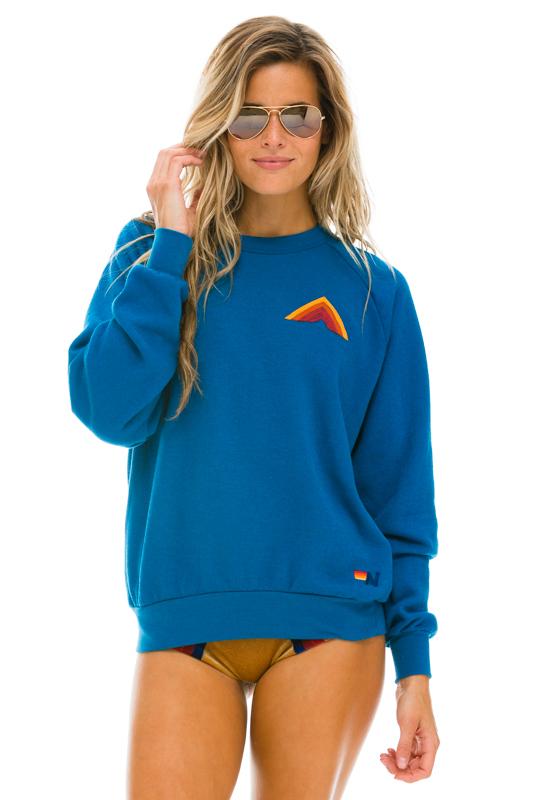 MOUNTAIN STRIPE CREW SWEATSHIRT - CARIBBEAN // RED