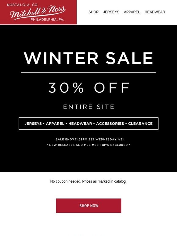 Winter Sale from Mitchell \u0026 Ness 