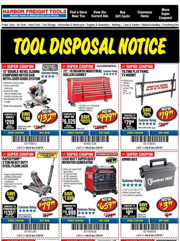 Harbor Freight Tools Tool Disposal Notice Milled