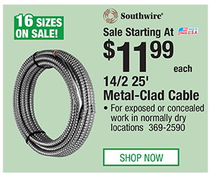 Southwire® 14/2 25' Metal-Clad Cable