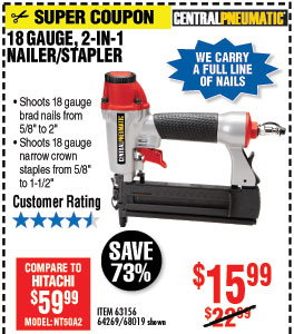 18 Gauge 2-in-1 Air Nailer/Stapler