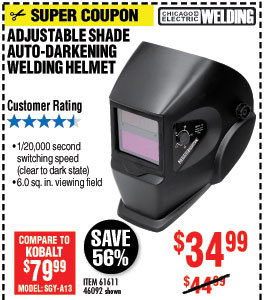 Adjustable Shade Auto-Darkening Welding Helmet