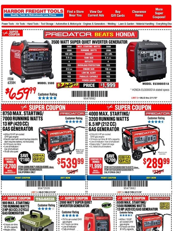 Harbor Freight Tools You Can Rely on These • Predator Generators on
