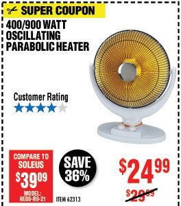 400/900 Watt Oscillating Parabolic Heater