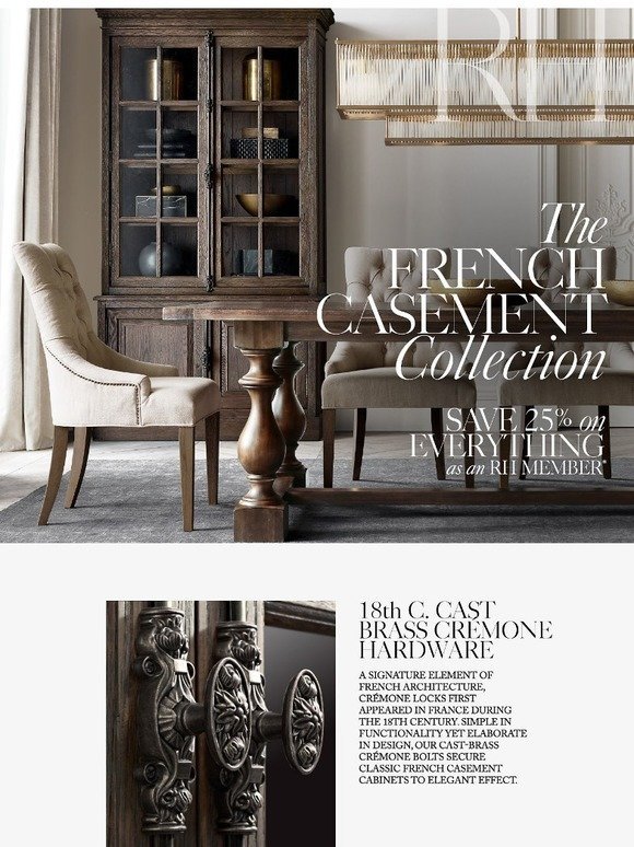 Restoration Hardware: The French Casement Collection Featuring 18th C. Cast Brass Crémone ...