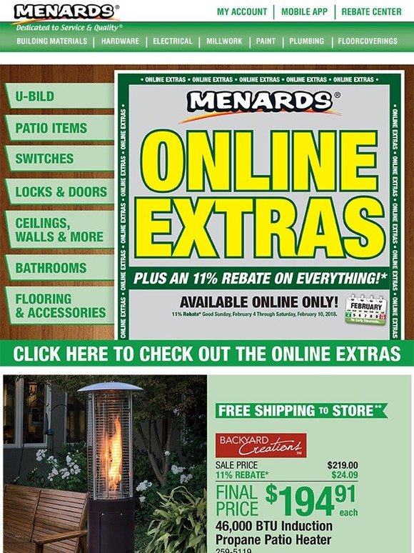 Menards Great Deals On These Online Extras + 11 Off*! Milled