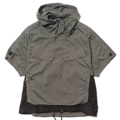 Stone Island Shadow Project  NYCO Cotton Poplin Garment Dyed Half Sleeve Jacket Olive