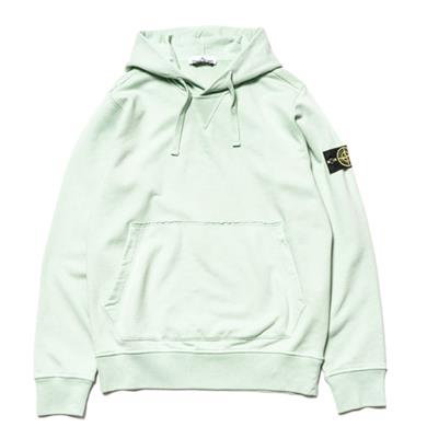 Stone Island  Cotton Fleece Garment Dyed Pullover Sweat Shirt Light Green
