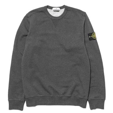 Stone Island  Cotton Fleece Garment Dyed Crewneck Sweat Shirt Smoke