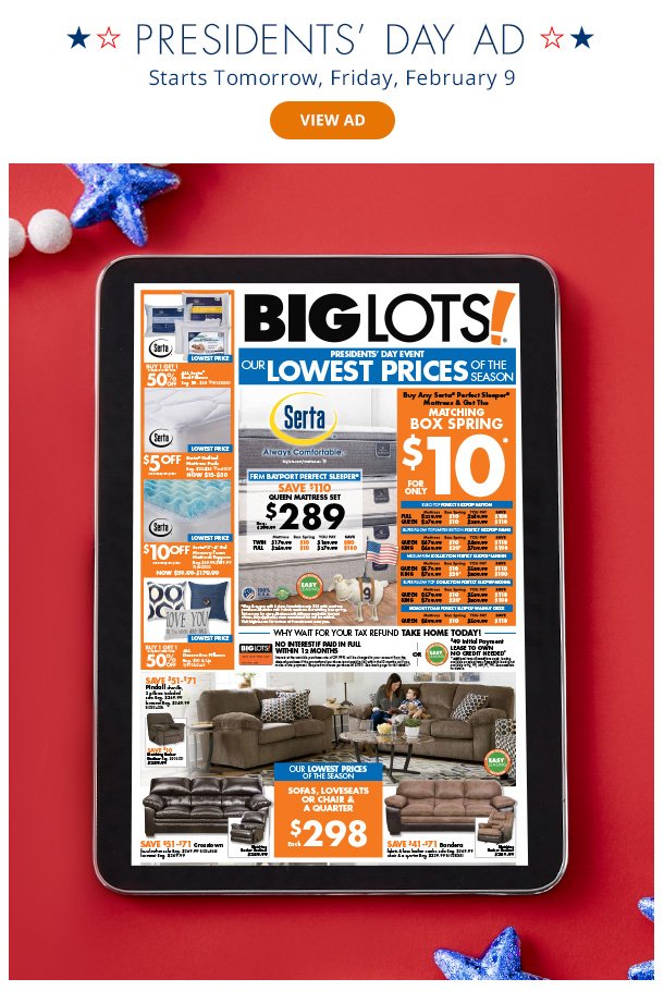 Big Lots: Get a sneak peek of our Presidents' Day ad! | Milled