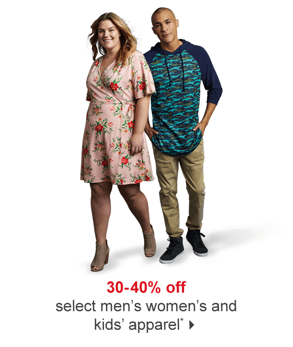 30-40% off select men's women's and kids' apparel*