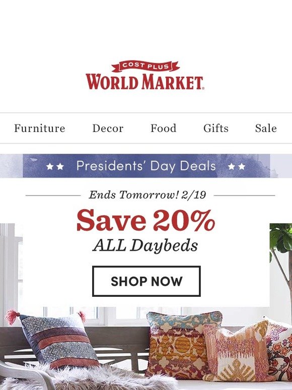 Cost Plus World Market: Up to 50% off Presidents' Day deals! Rugs