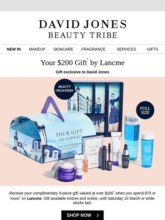 david jones lancome gift with purchase 2021