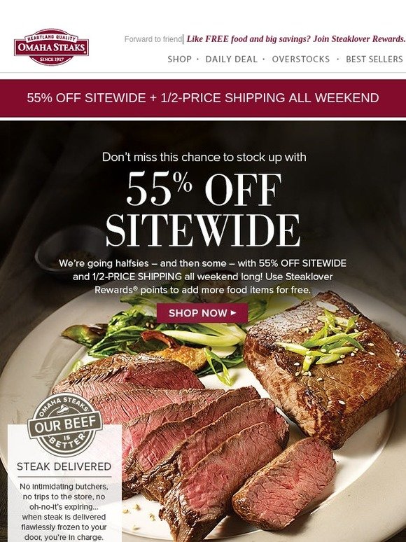 Omaha Steaks: Stock up and Save with 55% off and ½ Price Shipping! | Milled