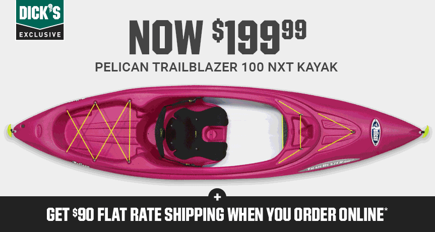 DICK'S EXCLUSIVE | NOW $199.99 | PELICAN TRAILBLAZER 100 NXT KAYAK | + GET $90 FLAT RATE SHIPPPING WHEN YOU ORDER ONLINE*