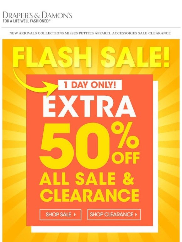 Draper's & Damon's Gone In A Flash! Extra 50 Off Sale & Clearance Now