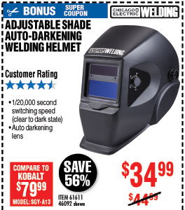 Adjustable Shade Auto-Darkening Welding Helmet