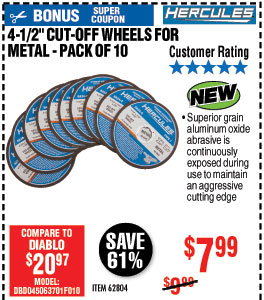 4-1/2 in. 40 Grit Metal Cut-off Wheel 10 Pc