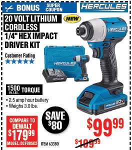 20V Lithium Cordless  1/4 in. Hex Compact Impact Driver Kit