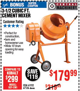 3-1/2 Cubic Ft. Cement Mixer