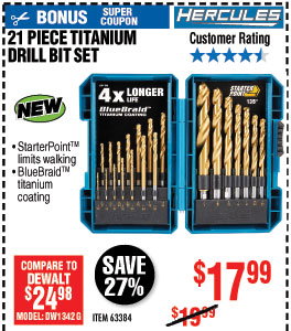 Hercules Titanium Drill Bit Set 21 Pc