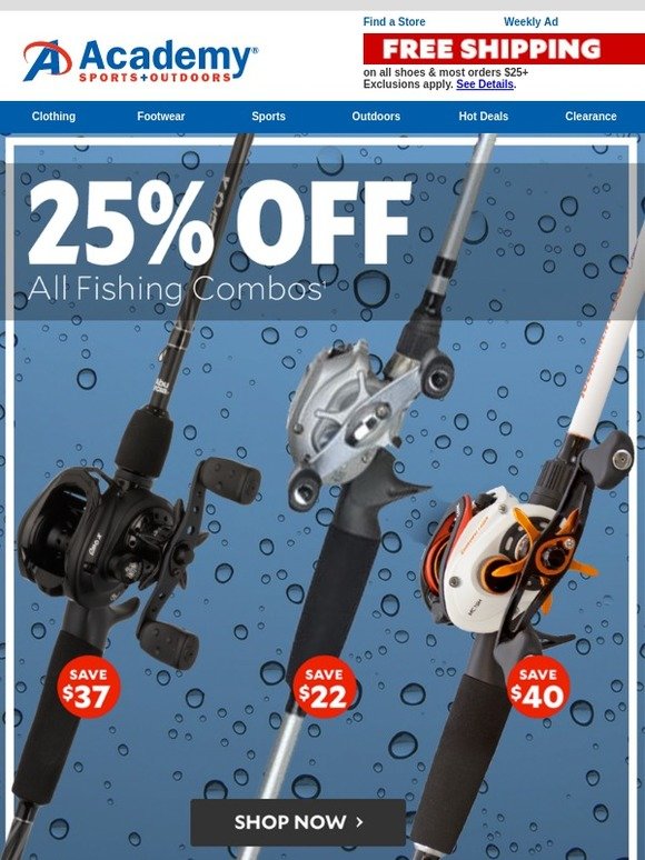 academy fishing rod and reel combos