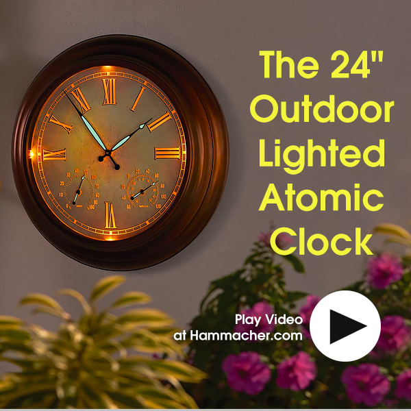 Hammacher Schlemmer The 24" Outdoor Lighted Atomic Clock Milled